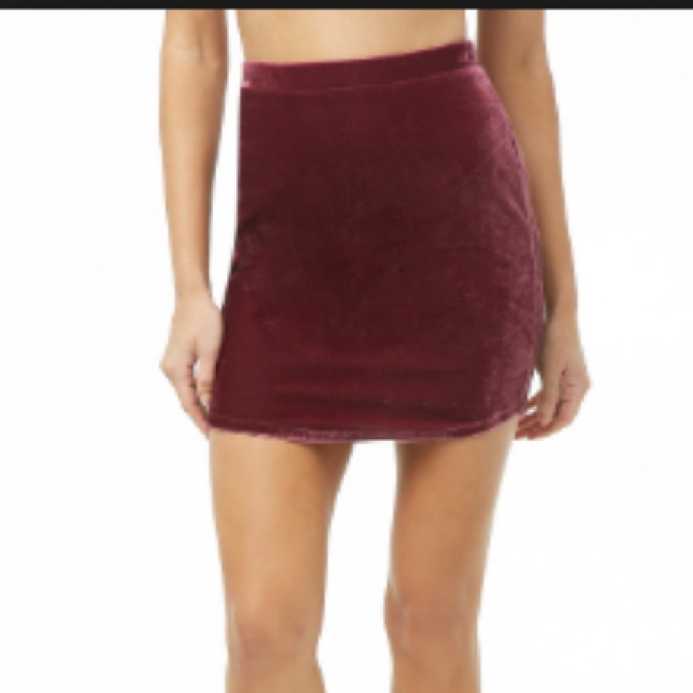 Burgundy wine velvet bodycon skirt